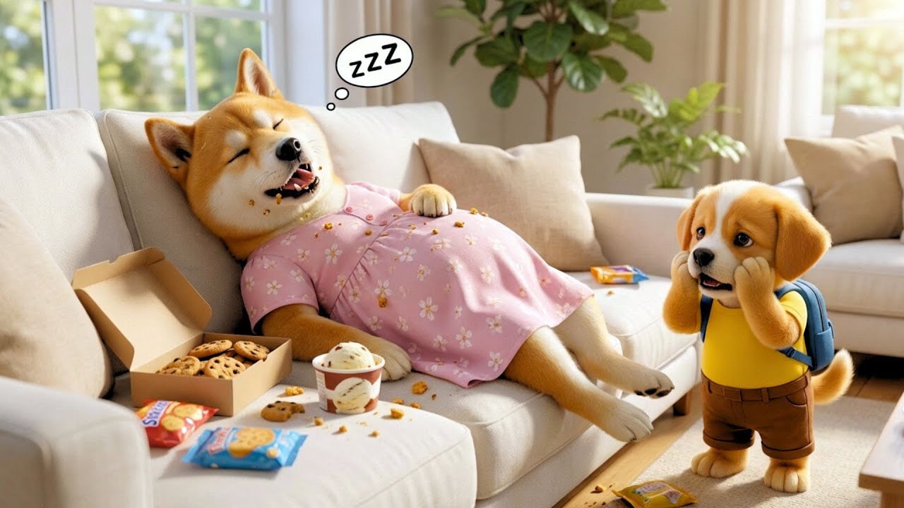 Baby Puppy Lets Mom Eat Only Snacks 🍪🍩…What He Does to Help Her Lose Weight Will Melt Your Heart 💪🥕🐶