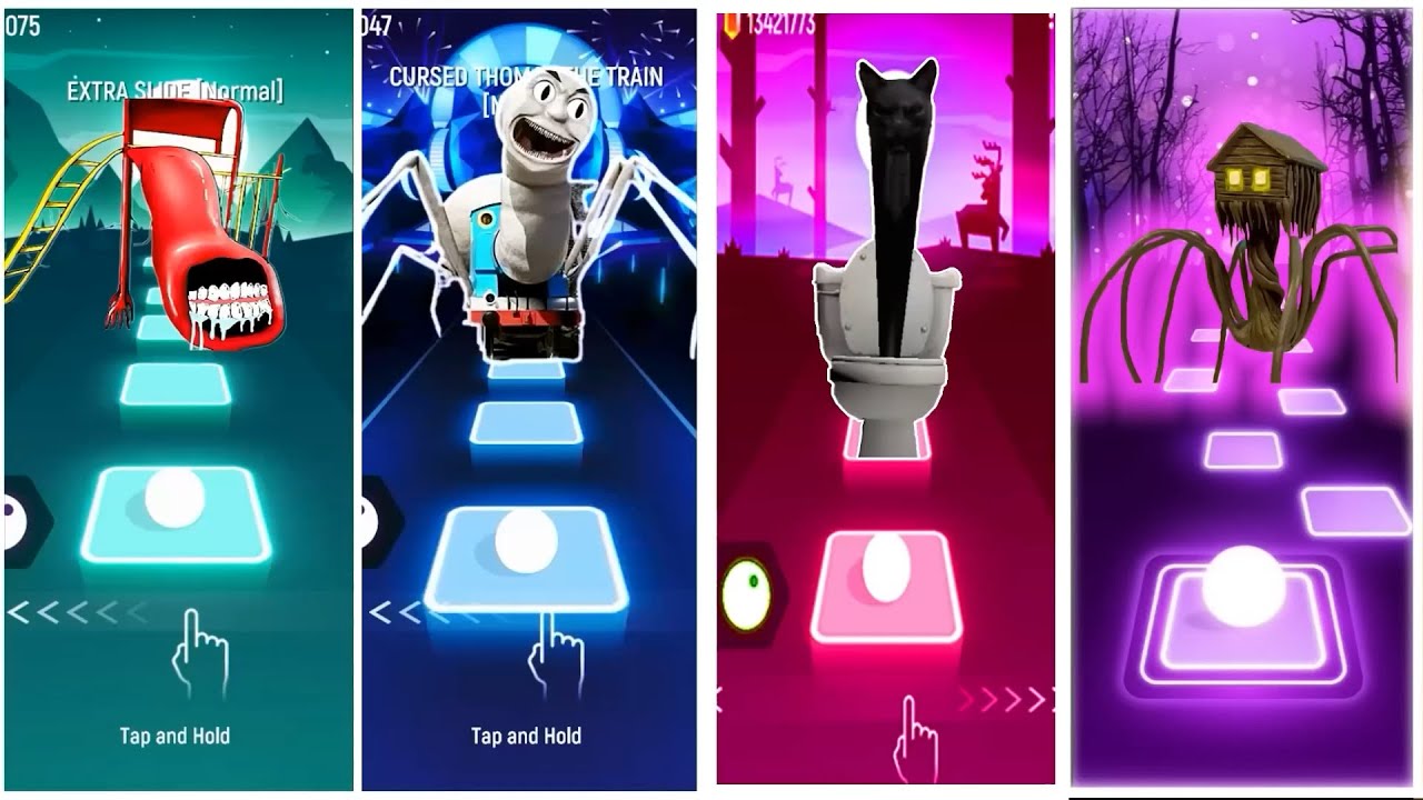 TILES HOP | Extra Slide VS Cursed Thomas Train VS Skibidi Cat VS House Head | EDM RUSH