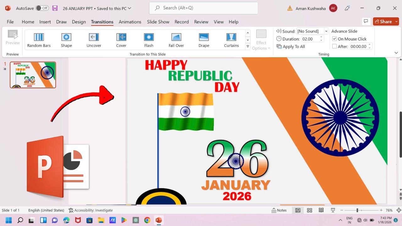 26 January Powerpoint Presentation 🇮🇳 Republic Day MS Powerpoint Presentation Kaise Banaye