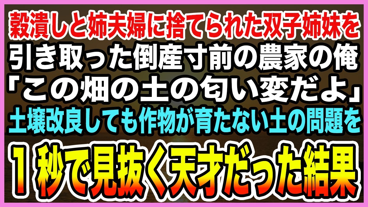【感動する話】穀潰しと姉夫婦に捨てられた双子姉妹を引き取った倒産寸前の農家の俺。姉妹「この畑の土の匂い変だよ」土壌改良しても作物が育たない土の問題を1秒で見抜く天才だった結果【泣ける話・朗読】
