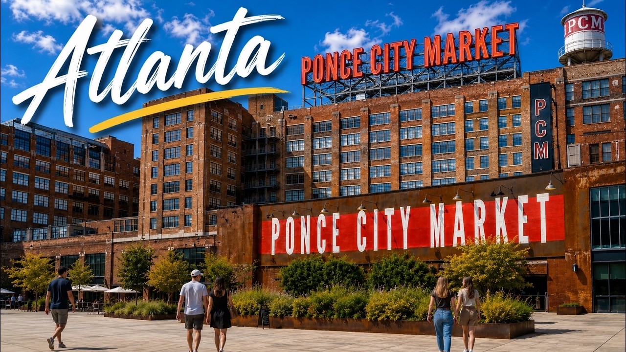 Atlanta Ponce City Market And Piedmont Park | 4K Walk Around Most Popular Market in ATLANTA