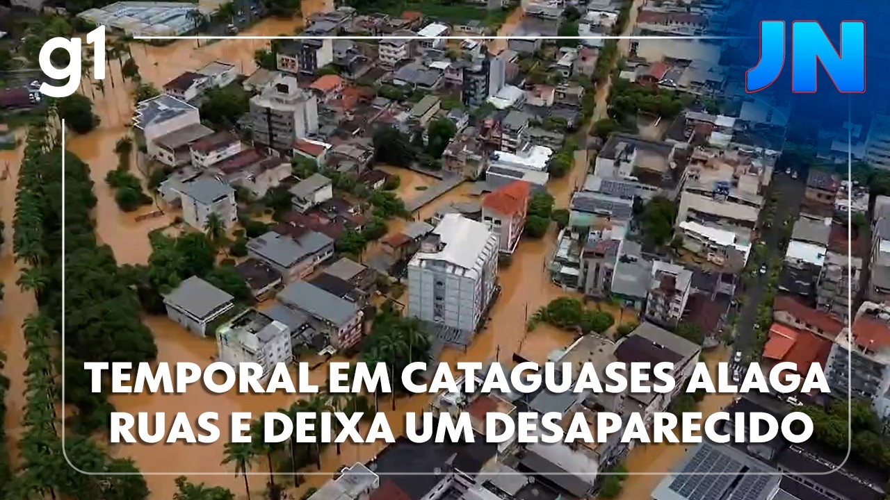 JN: Temporal em Cataguases inunda ruas e deixa um desaparecido; nível do Rio Pomba não para de subir