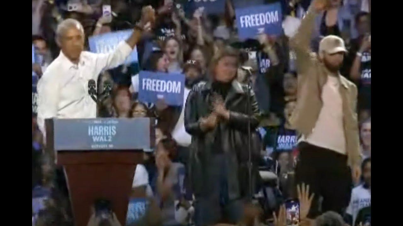 LIVE: Eminem & Obama hold HUGE rally in Detroit