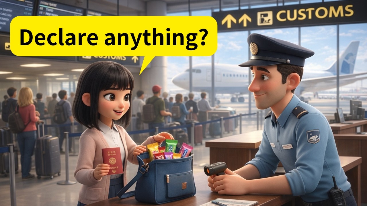 ✈️ Airport English: Immigration, Baggage & Customs - Slow and Easy English For Beginners