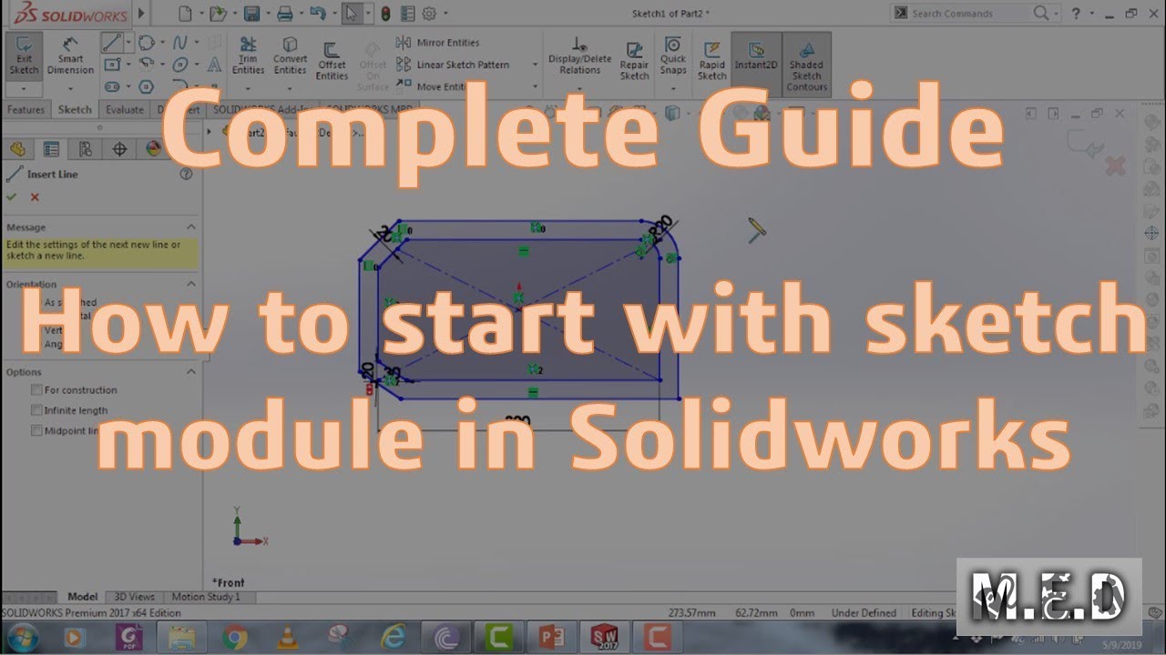 Solidworks tutorial | Beginners | How to use sketch module