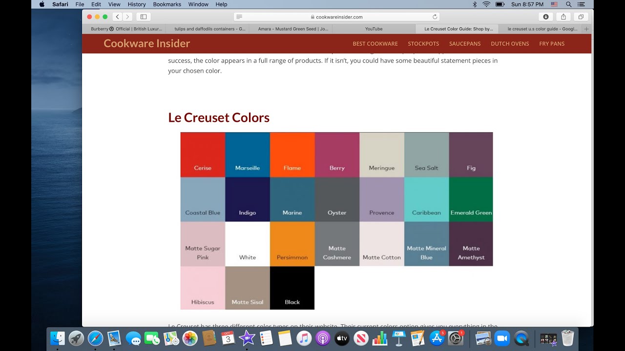 Choosing Which Le Creuset Color  to Purchase: Color Guide | October 2021