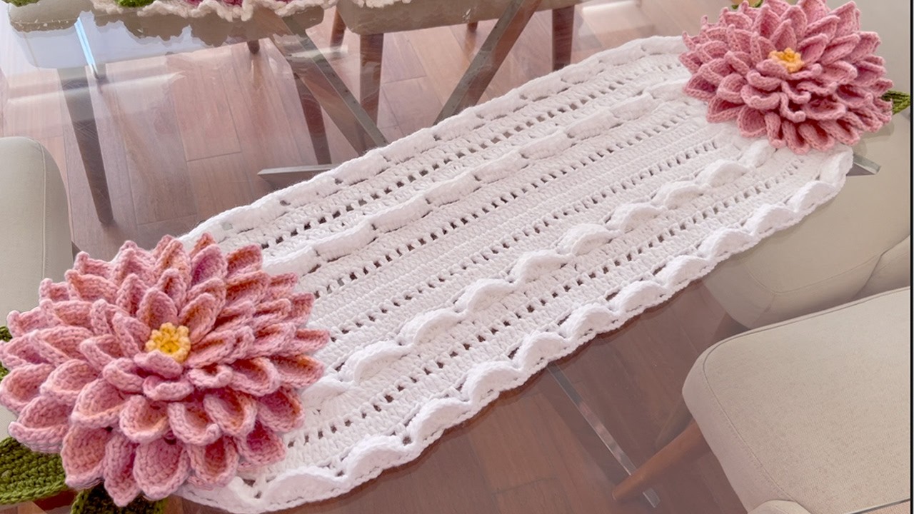 Como Tejer a Crochet un Centro de Mesa de Flores 3D / Camino de Mesa Lindo y Fácil de hacer /Ideas