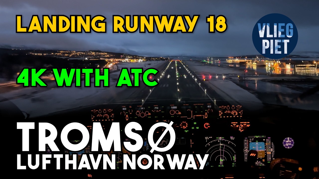 Boeing 737 Landing in Arctic Twilight | Tromsø Runway 18 Approach