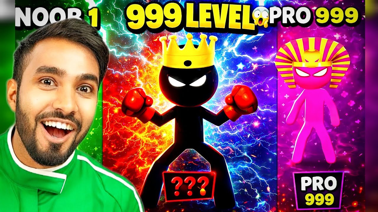 999 LEVEL KING 👑 | Stickman Party 1 2 3 4 CRAZY BATTLE 😱🔥 #assamtezpur #teamfx #cristianoronaldo 