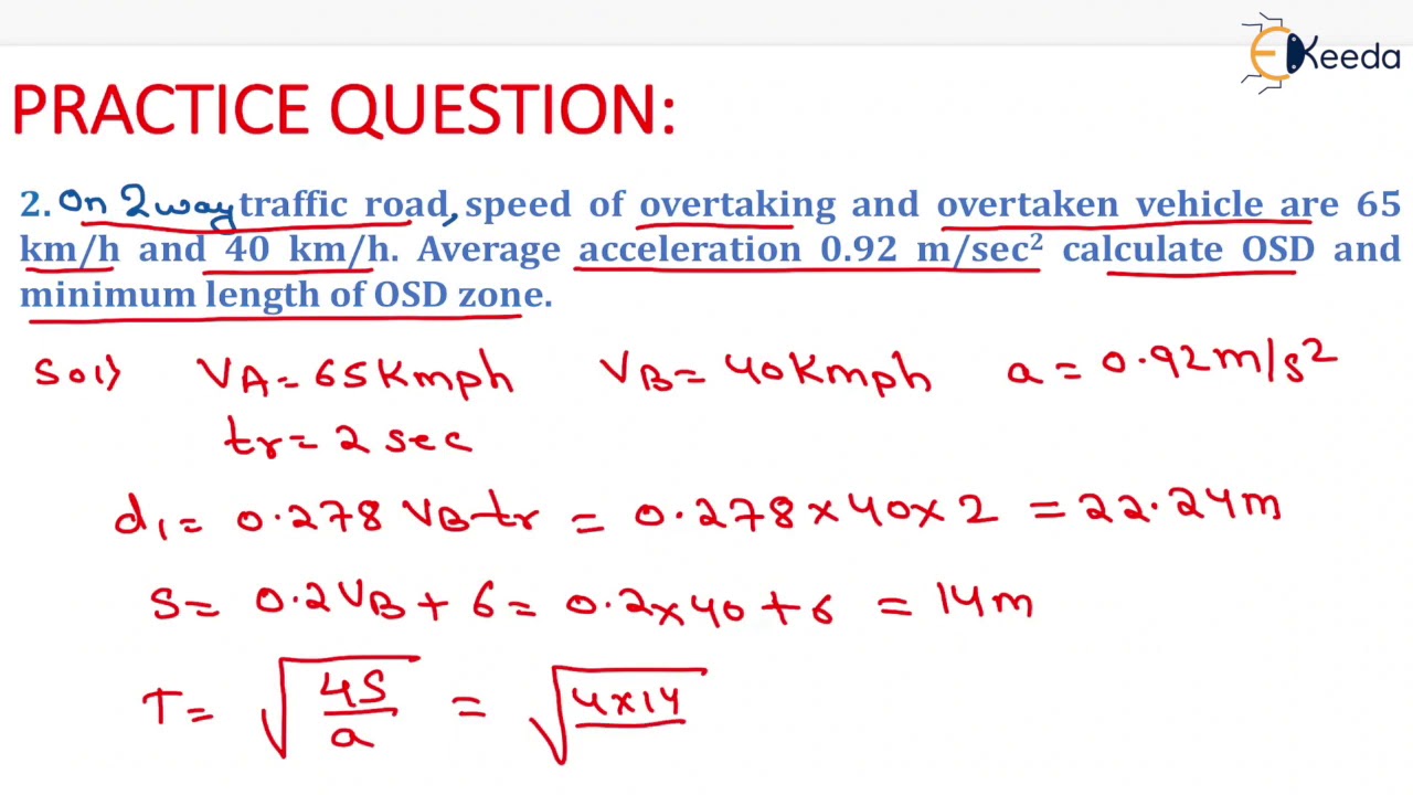 2nd Numerical of Overtaking sight distance - Transportation Engineering - GATE