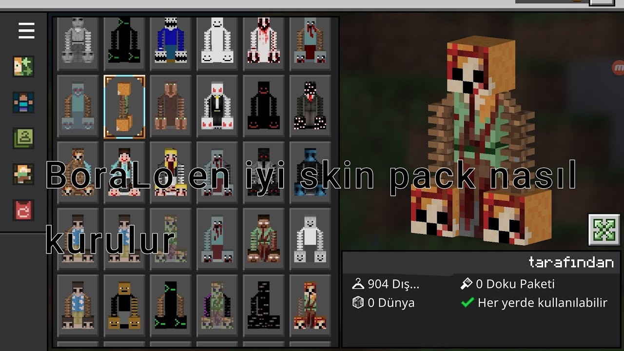 BoraLo en iyi skin pack nasılkurulur?-Minecraft (50 abonede sizlerle buluşucam sürüm:v1.20.12)