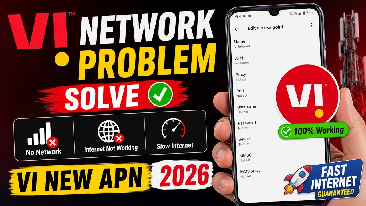 Vi APN Settings 4G/5G 2026 🔥| Vi Network Problem Solution ✨| Vi Internet Not Working | Vi Net Slow |