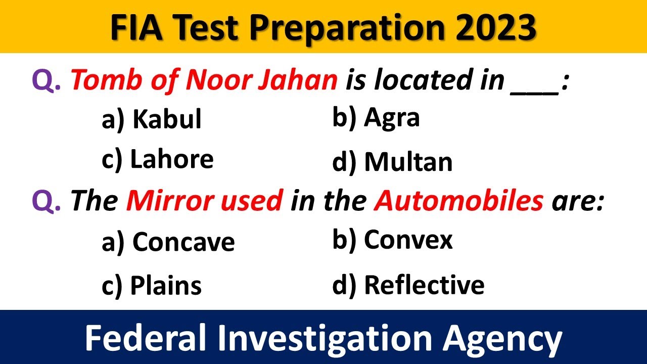 FIA Test Preparation 2023 | FIA Past Papers Mcqs 2023 | FPSC FIA Test Preparation 2023 | FIA Test