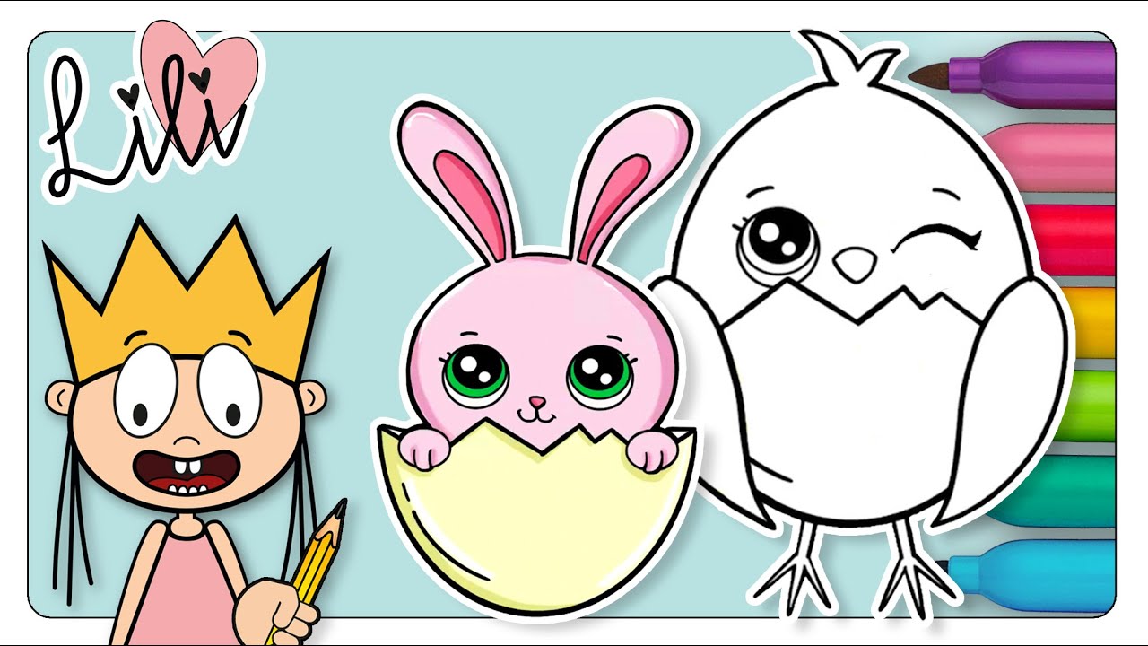 How to Draw an Easter Bunny & Baby Chick | Drawing Cute and Easy with Princess Lili