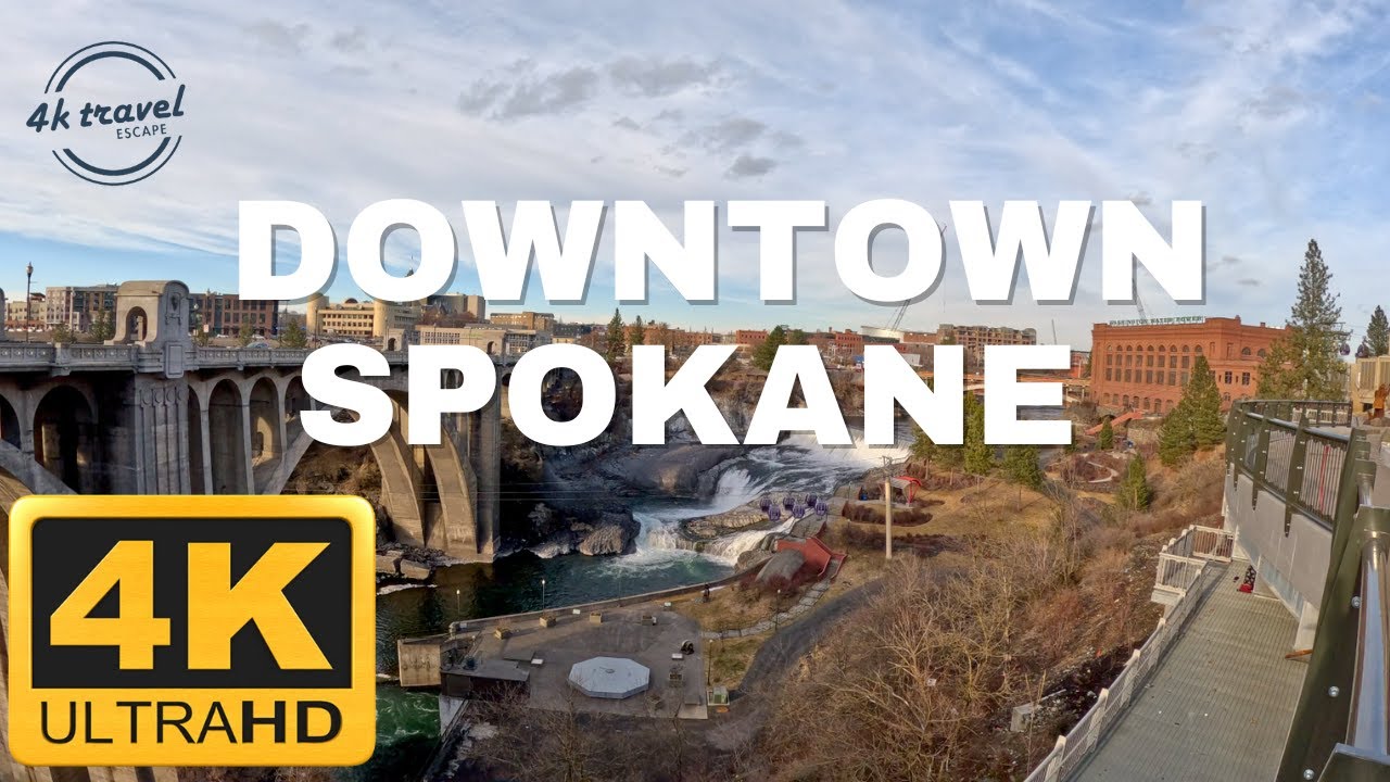 4k Spokane, Washington downtown walk tour