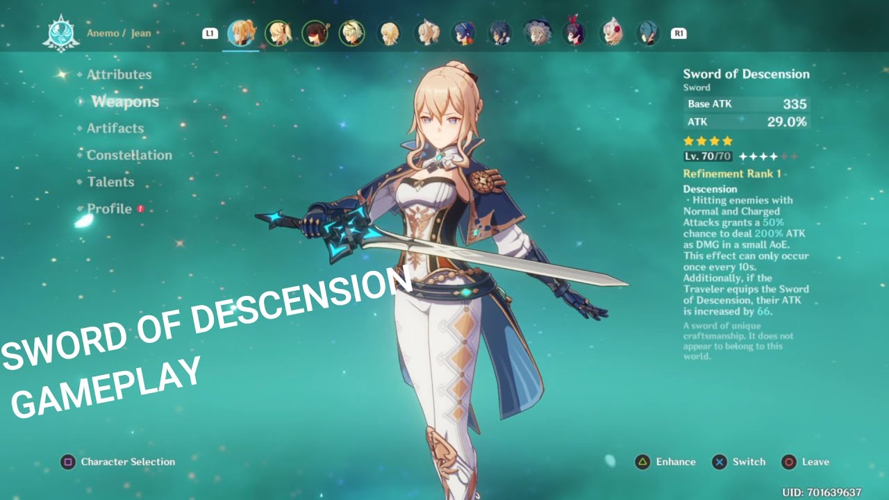 Sword Of Descension Gameplay: Genshin Impact(latest video in description)
