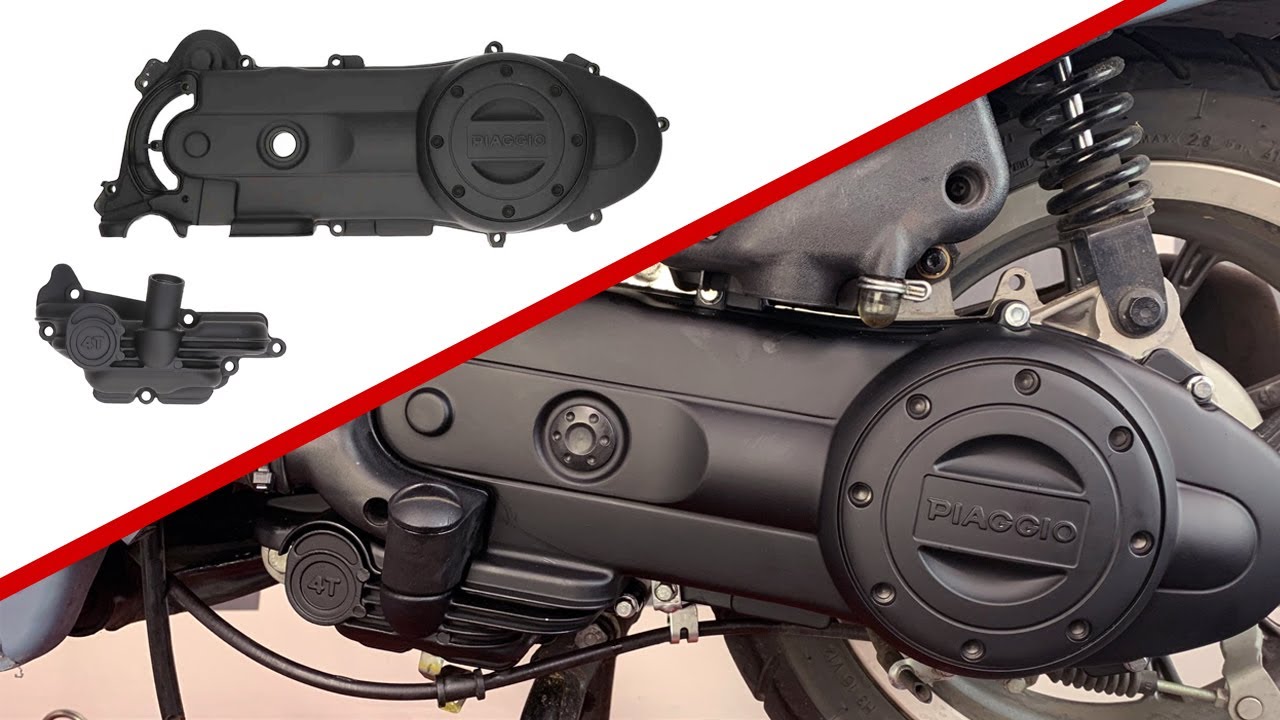Zwarte carterdeksel + pan monteren | Vespa / Piaggio