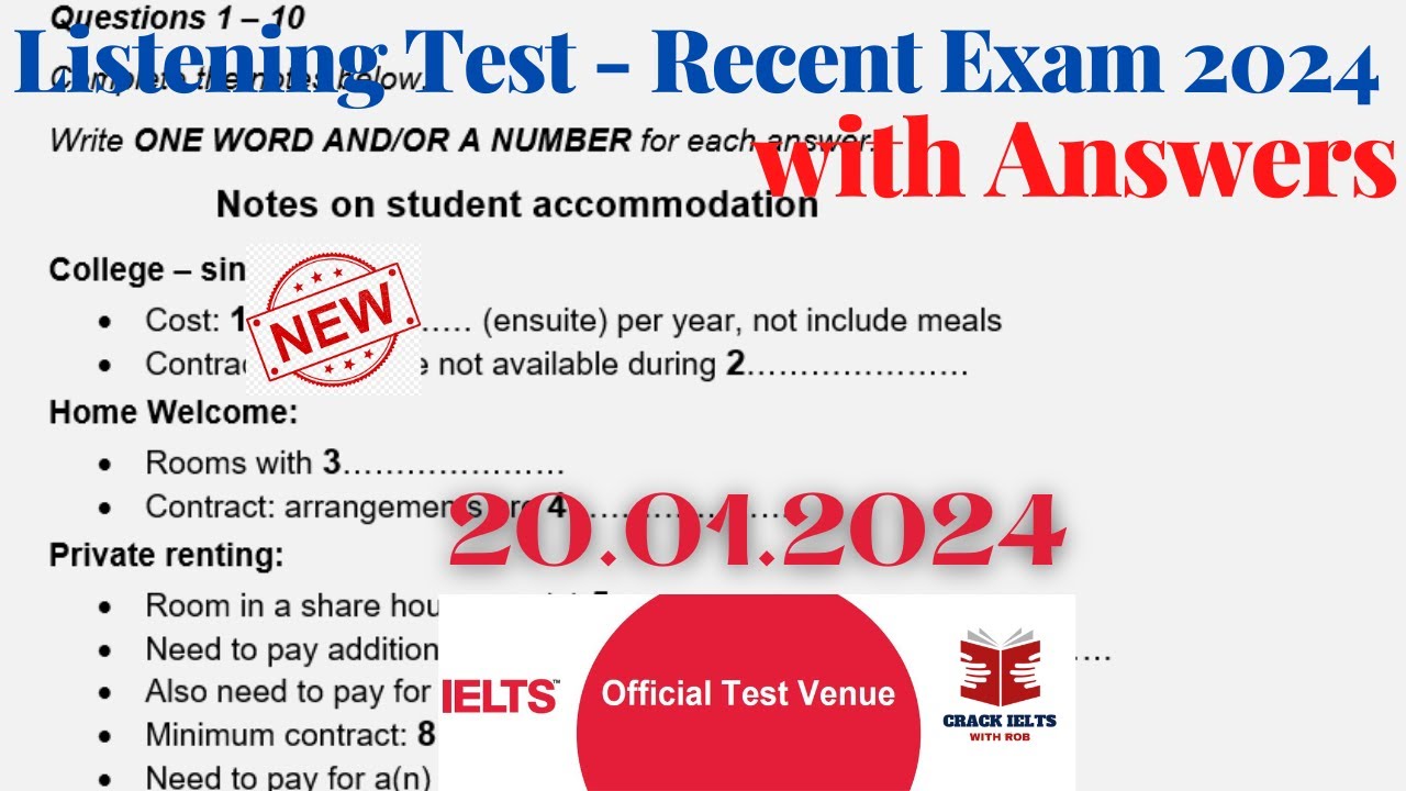 IELTS Listening Actual Test 2024 with Answers | January 20