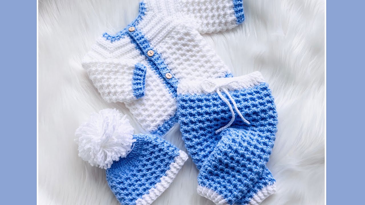 Conjunto Leo Gotas de Nieve Chaqueta con Gorro y Manta Super Facil de Tejer con Ganchillo para beb&eacute;s