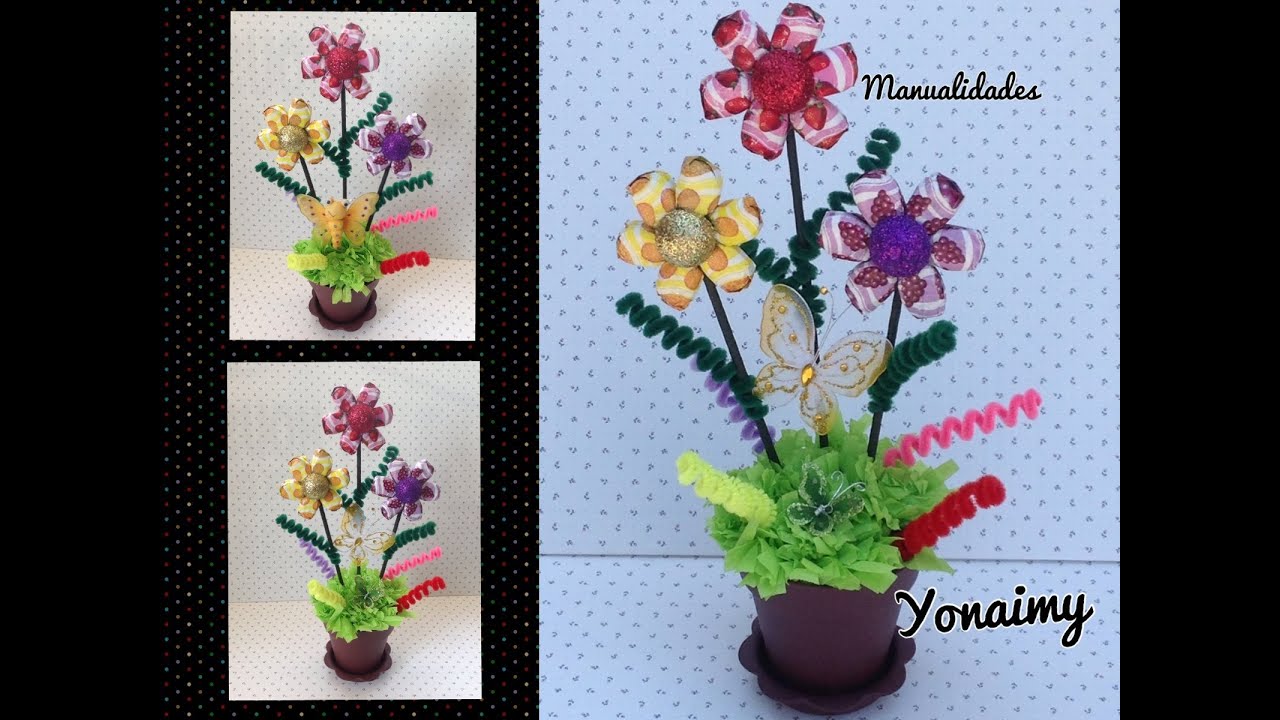 FLORES  HECHAS CON DULCES PARA UN REGALO ORIGINAL.- CANDY FLOWERS.