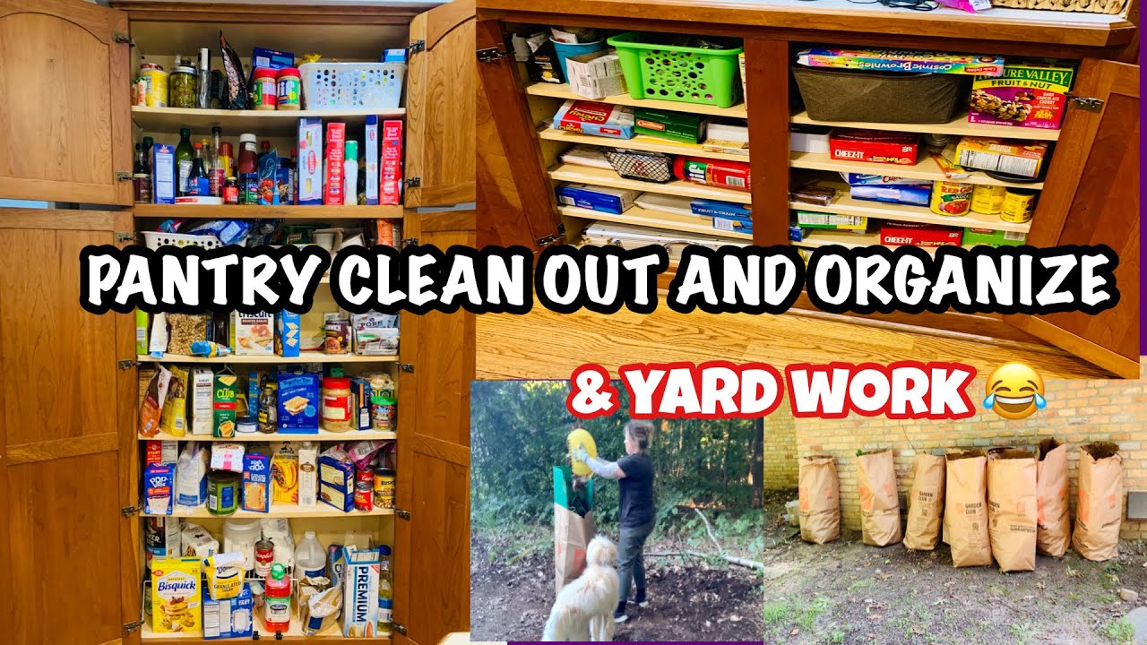 PANTRY CLEAN OUT & ORGANIZE plus some more back yard cleanup /Pantry was a mess and needed some work