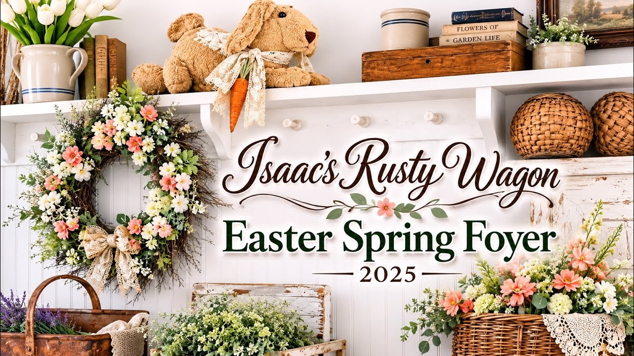 Home Tour 🧡 EASTER EARLY SPRING FOYER and MORE ~  COUNTRY COTTAGE PRIMITIVE ANTIQUE DECOR DECORATING