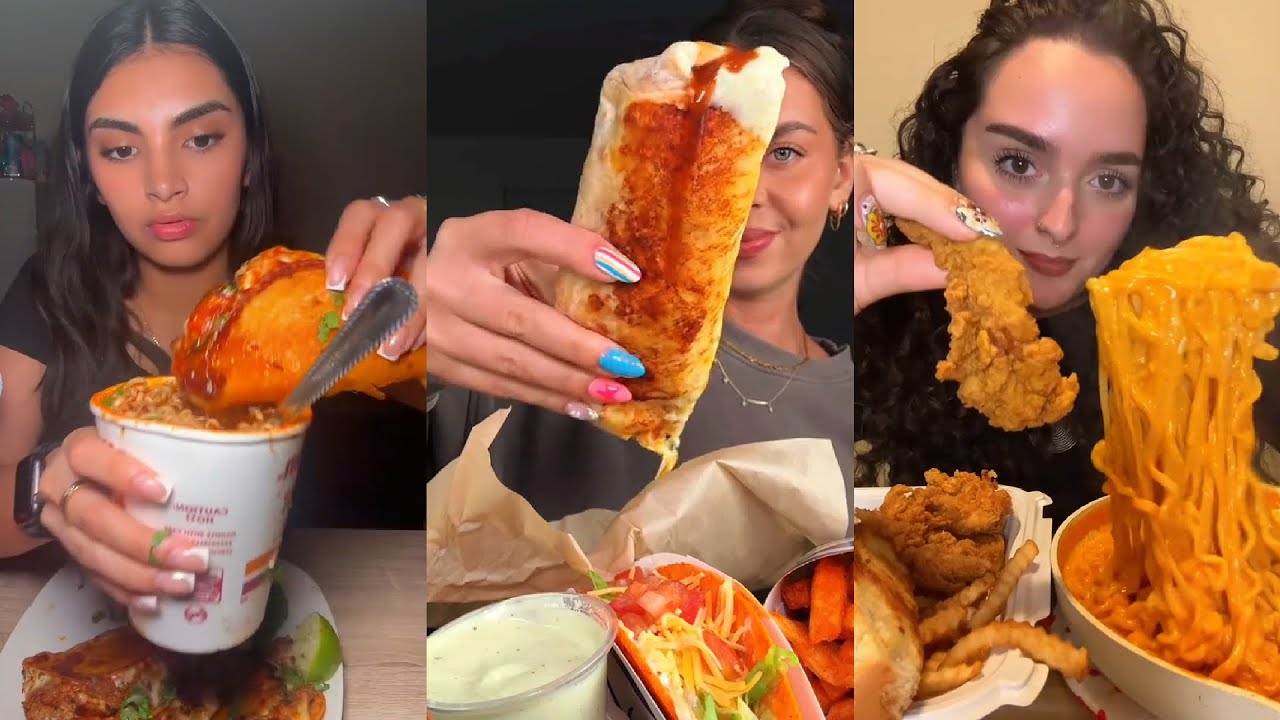 TIKTOK Mukbang Compilation | Birria Tacos, Taco Bell, Cane's, McDonald's & More!