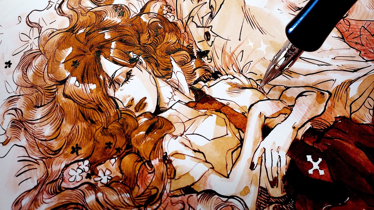 ♥️ Spontaneous sketching and Inking process without refs // Chill Sketchbook Session #2