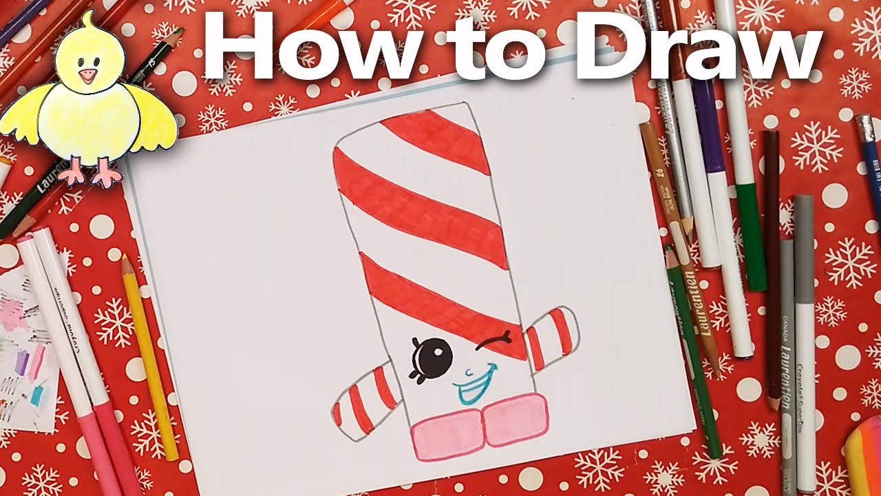 How to Draw Shopkins:  Candy Cane Twist  step by step drawing tutorial