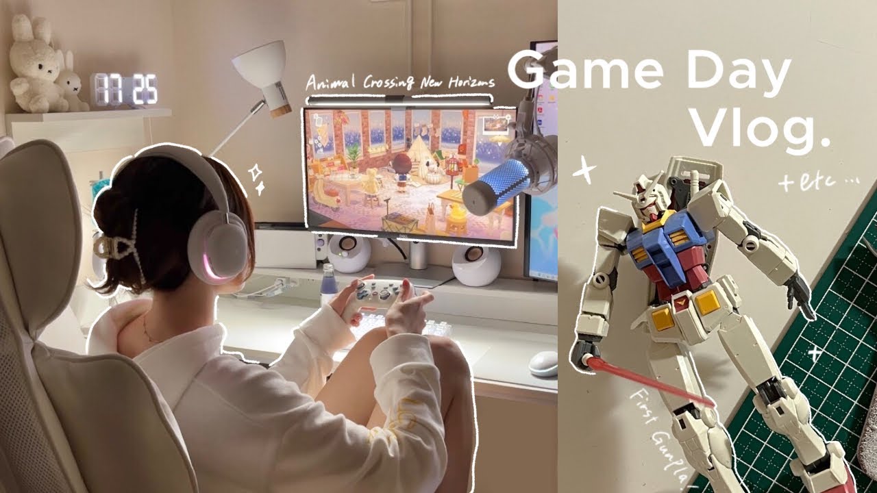 Game Vlog👾 | あつ森のおうち作りに夢中🏠🌳 やまこ、初めてのガンプラ制作❕