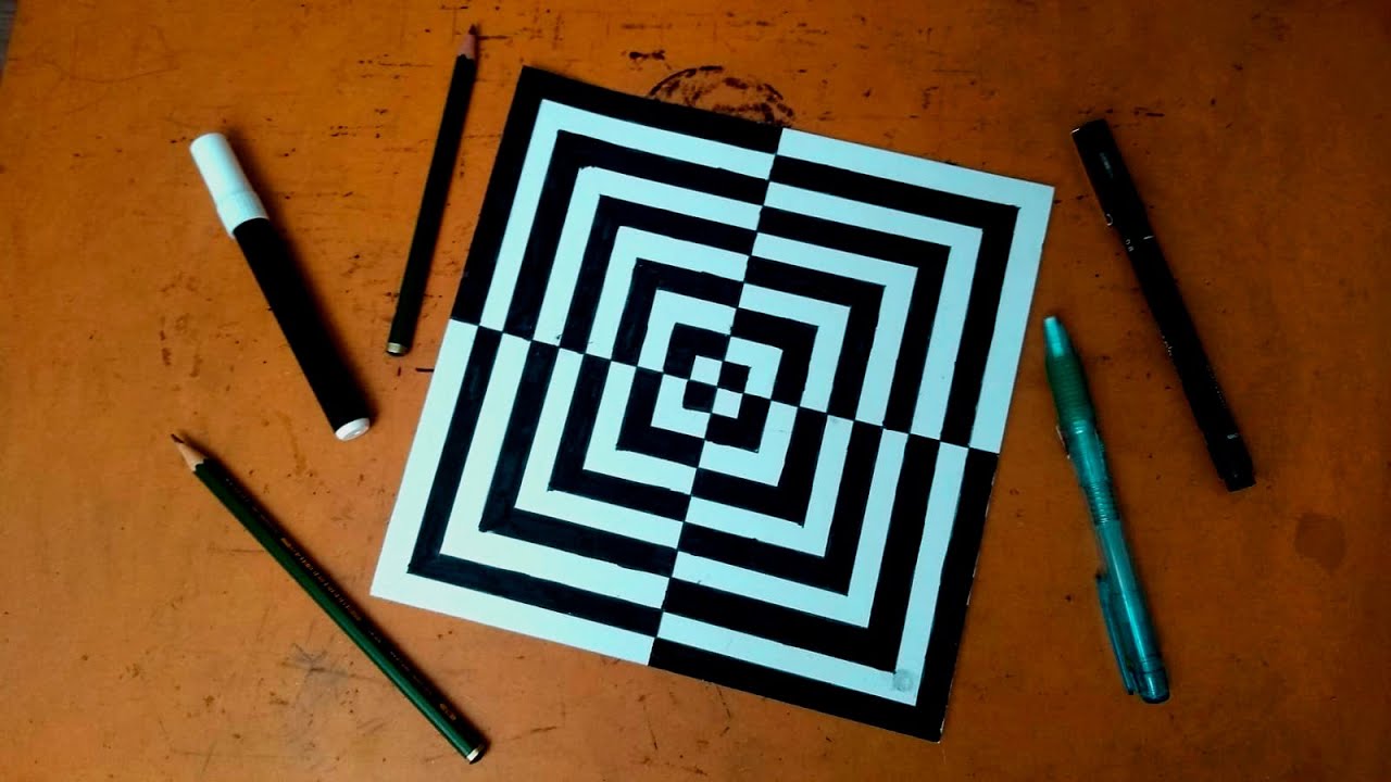 Como desenhar Arte Geométrica com ilusão ótica  Truque de Desenho 3D no papel