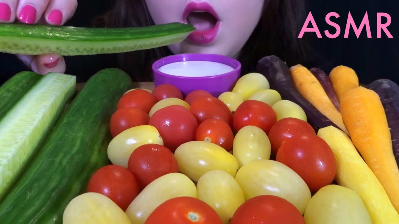 HEALTHY EATING ASMR Raw Veggie Platter - EXTREMELY SATISFYING Crunchy Sounds