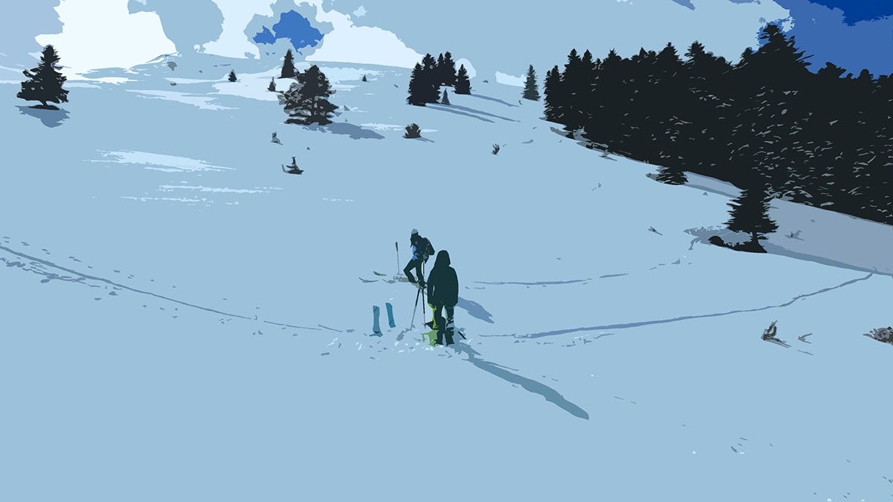 Ski de rando - Crayonnage sous le Pouy Louby