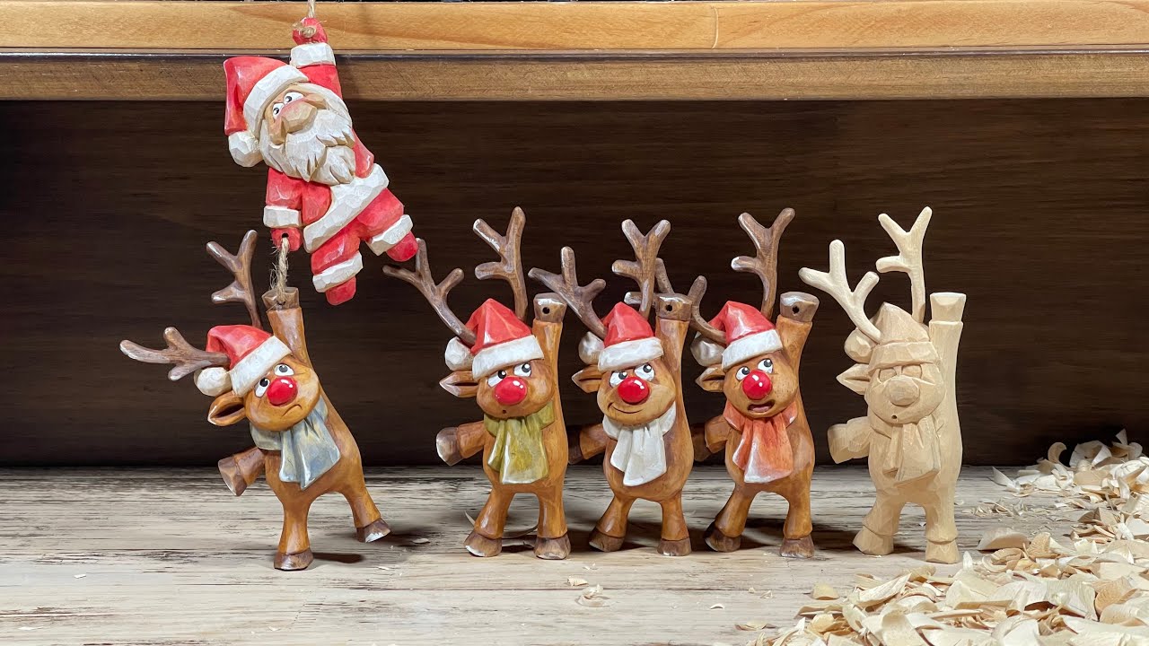 [우드카빙]매달린 르돌프 조각하기 Woodcarving- Carving a Hanging Rudolph