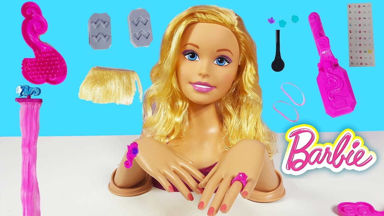 Barbie Saç Bakım makyaj oje desenleri oyuncak seti | Evcilik TV Barbie Videoları