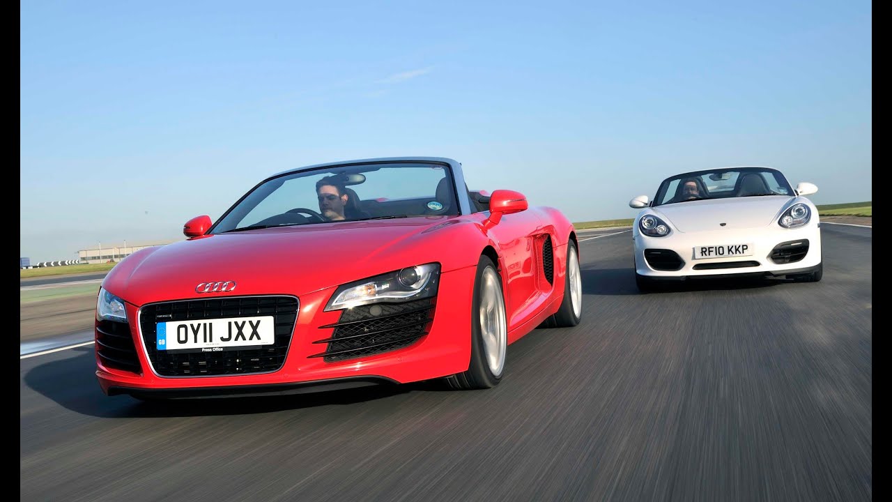 Audi R8 Spyder V8 v Porsche Boxster Spyder- evo Track Battle