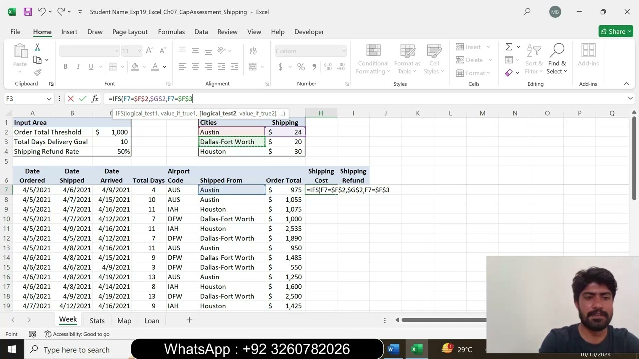 Exp19_Excel_Ch07_CapAssessment_Shipping | excel Chapter 7 Capstone Assessment – Shipping