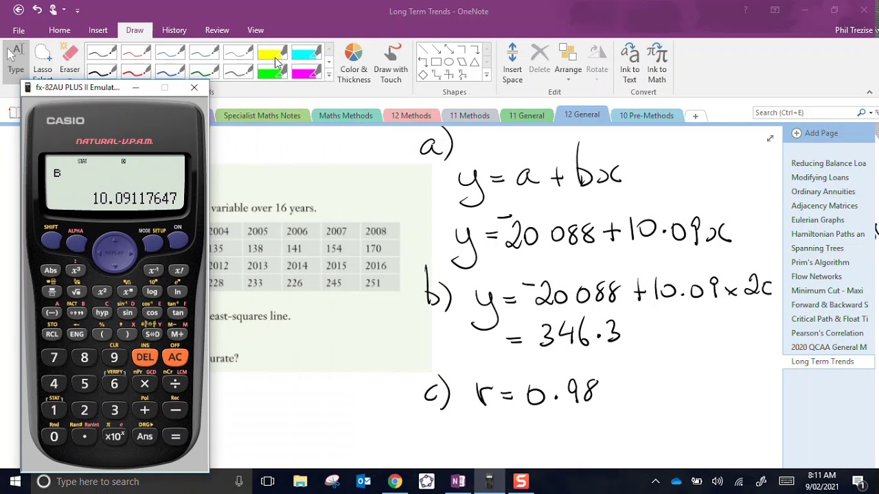 fx82 linear regression