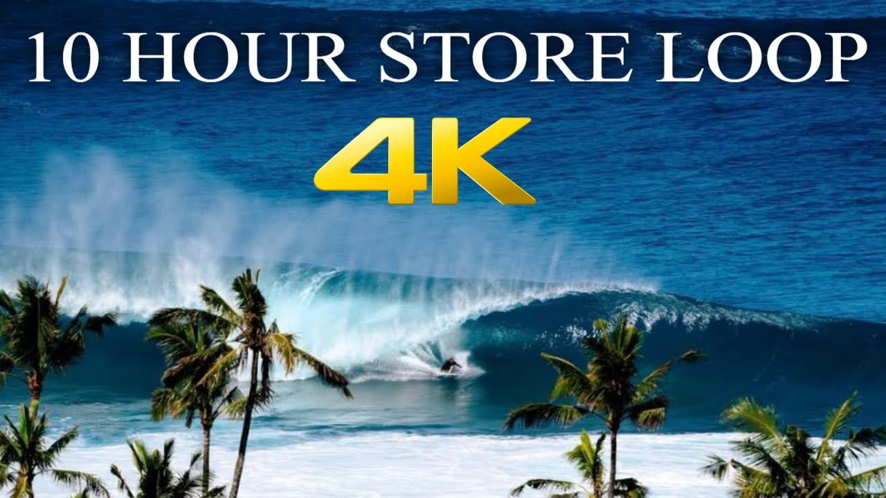 🔵4k (ASMR) 2025 - 10 Hour Store Loop - Pipeline and Teahupo'o - With Relaxing Music☑️