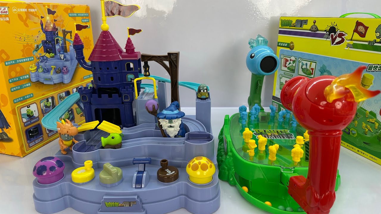 11-minute game console toy evaluation, Plants vs. Zombies game set, marble shooting game, ASMR