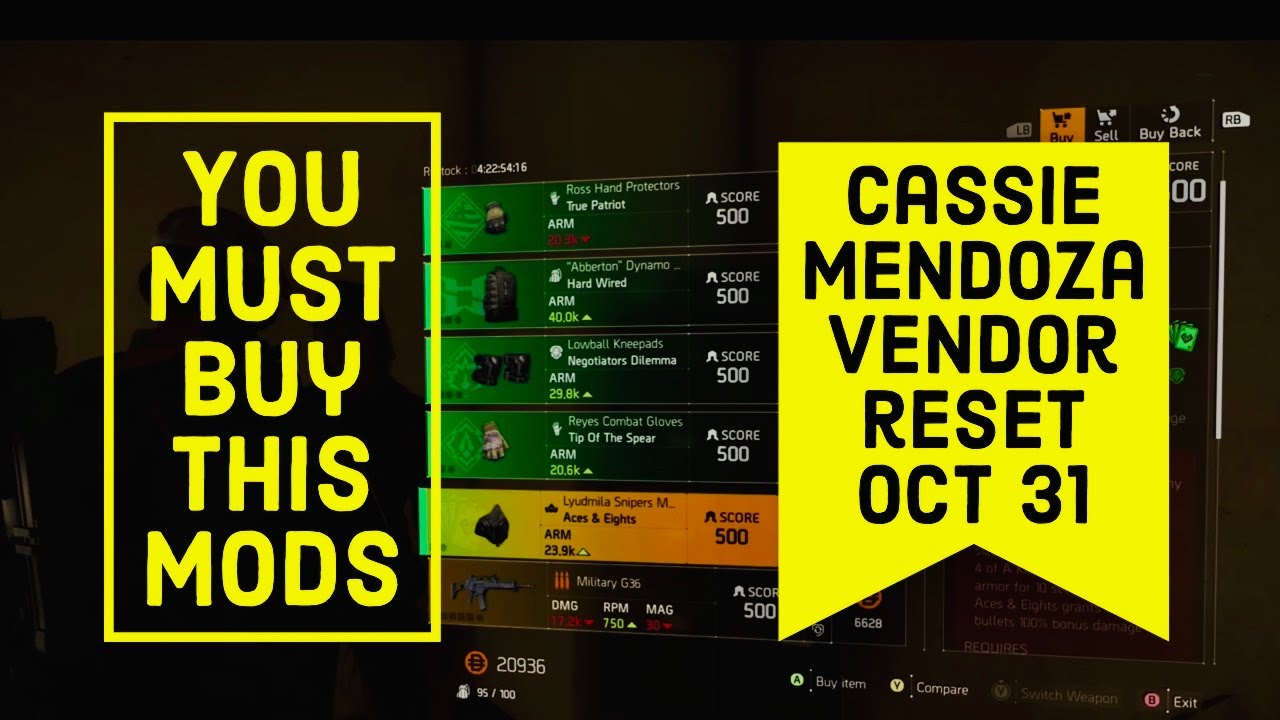 The Division 2 | TU6 | Cassie Mendoza Reset | Oct 31 | Secret Weapon Vendor