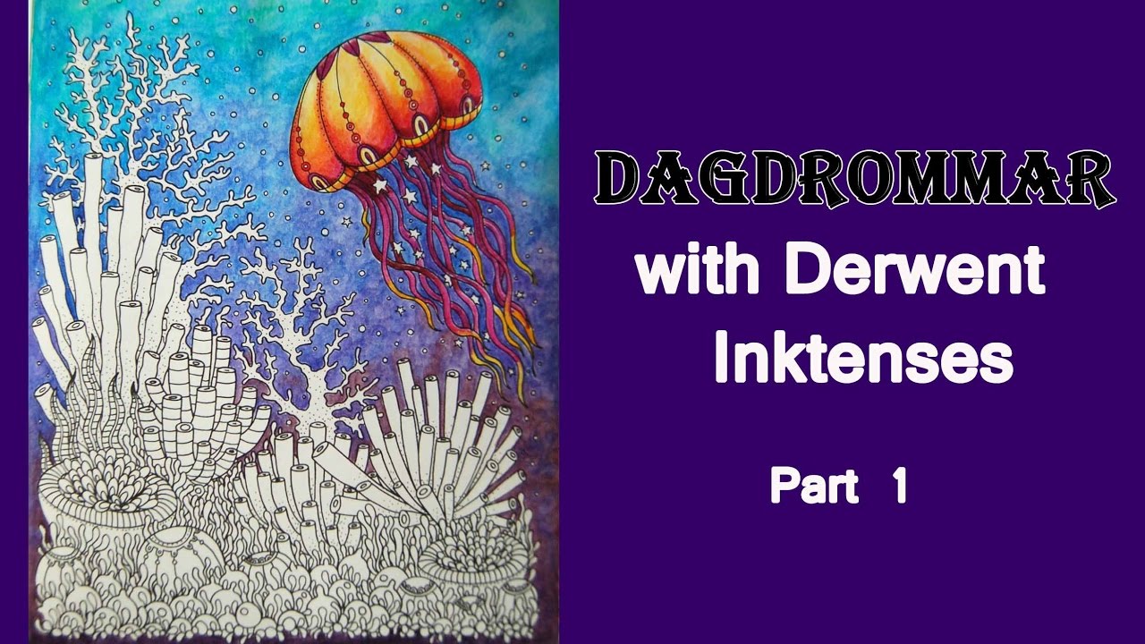 Colouring in 'Dagdrommar'  with Derwent Inktense. Part 1 / Раскраска-антистресс