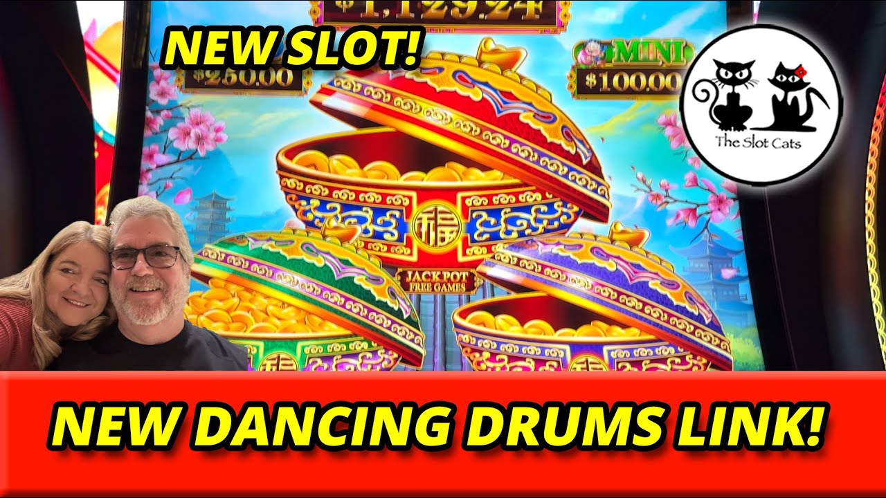 WINNING ON THE NEW DANCING DRUMS LINK! ALL THREE POT BONUSES! #theslotcats