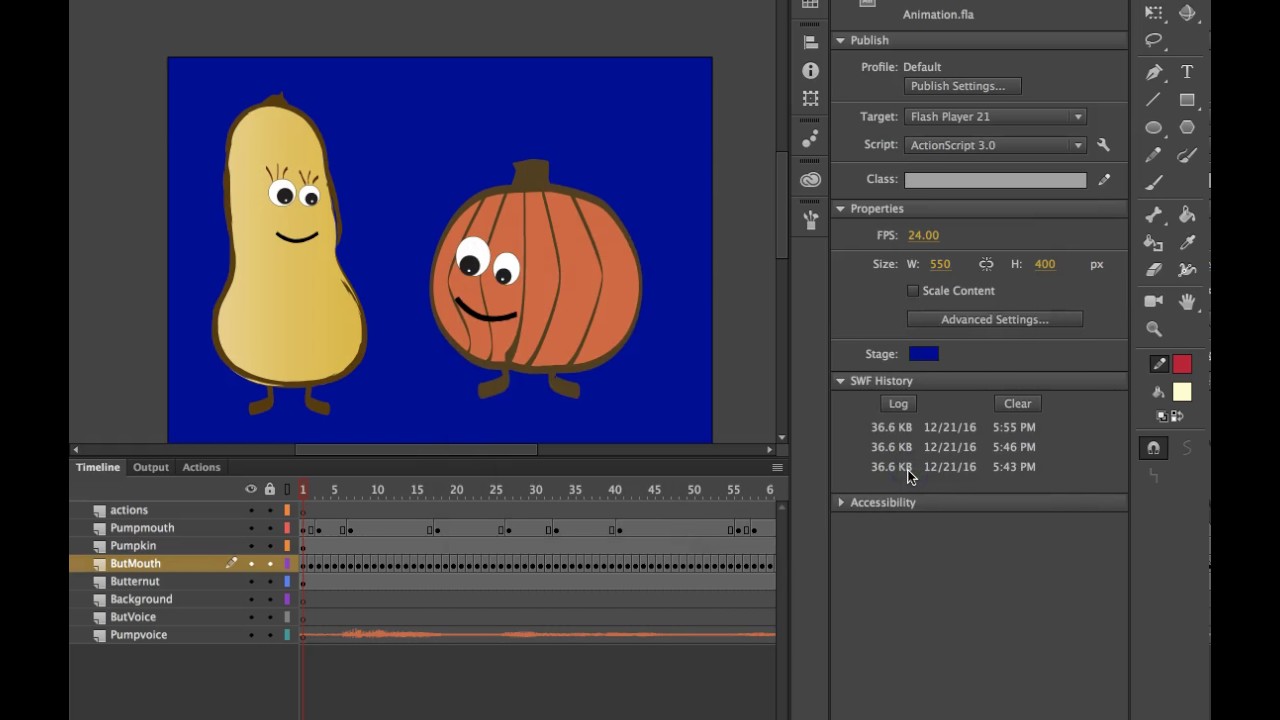 Exporting Animations from Adobe Animate CC (2017) to Video
