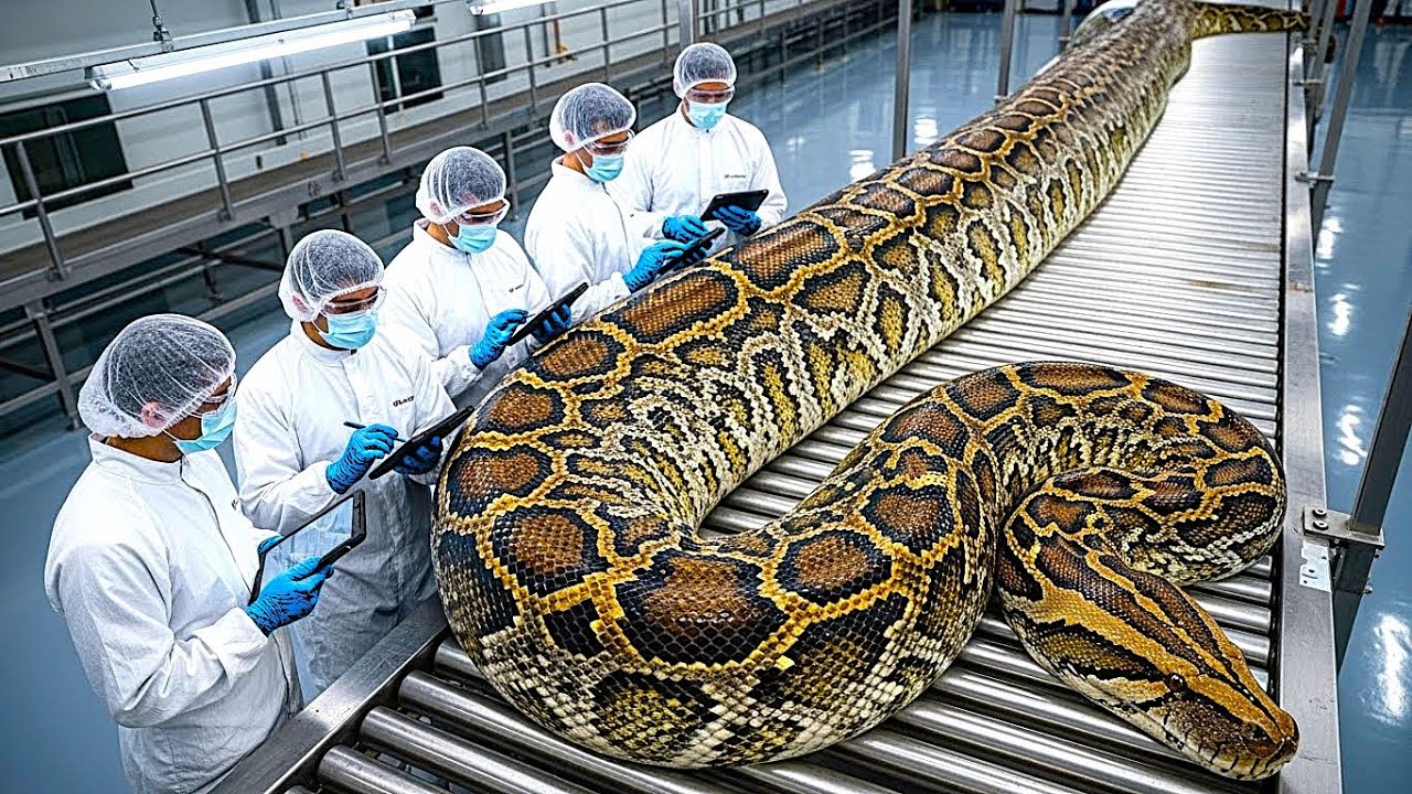 Inside a Python Factory | From Breeding to Meat & Skin Processing (Full Process)