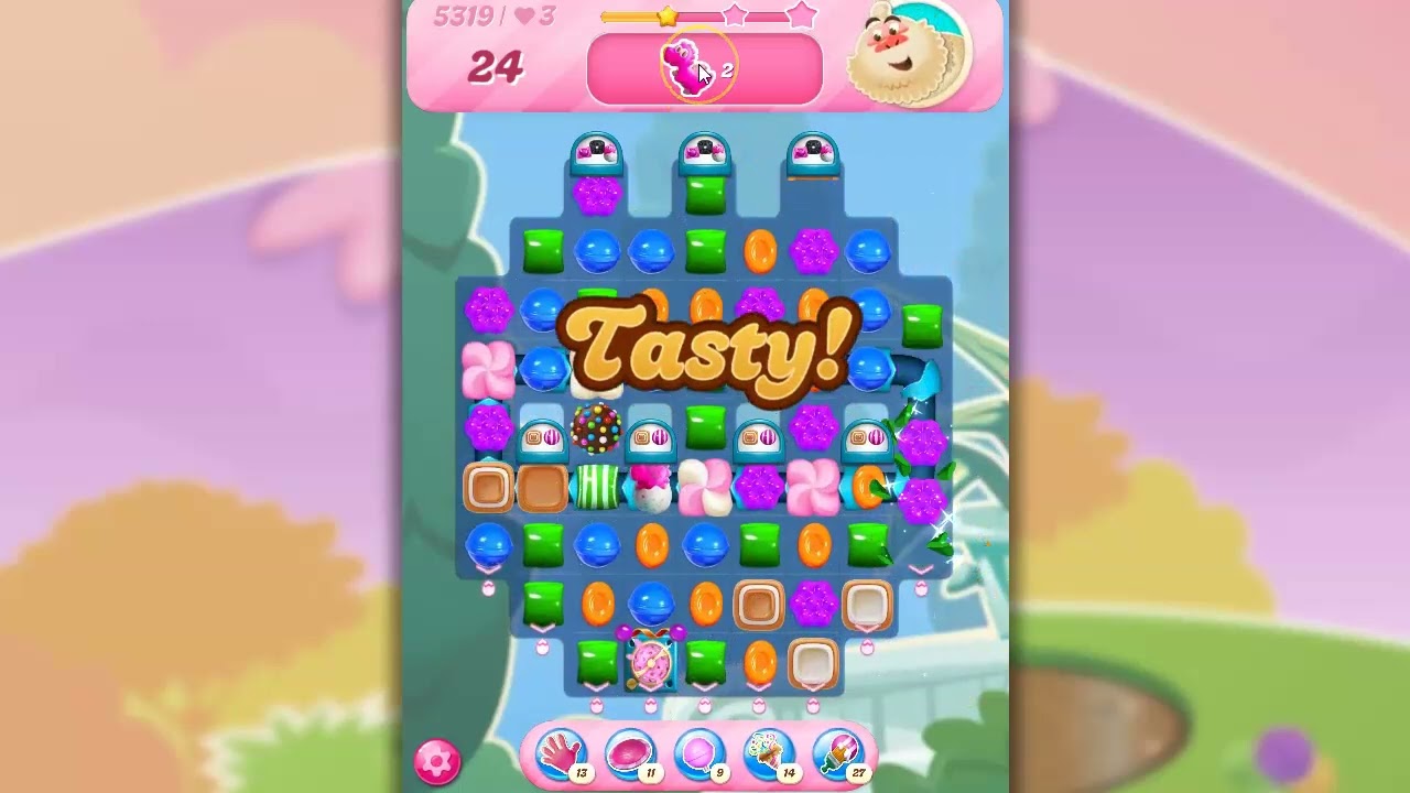 Candy Crush Level 5319 Talkthrough, 28 Moves 0 Boosters