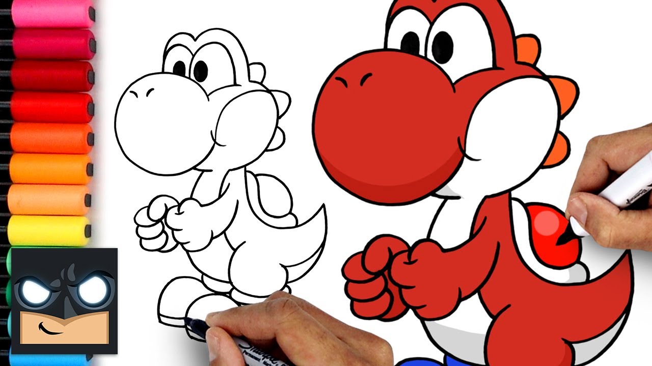 How To Draw Red Yoshi | Super Mario