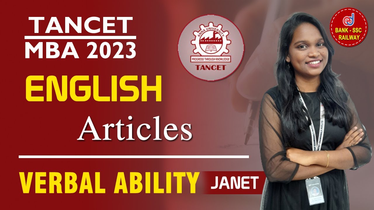 TANCET MBA 2023 | General English : Verbal ability -  Articles | Tancet Exams English Question