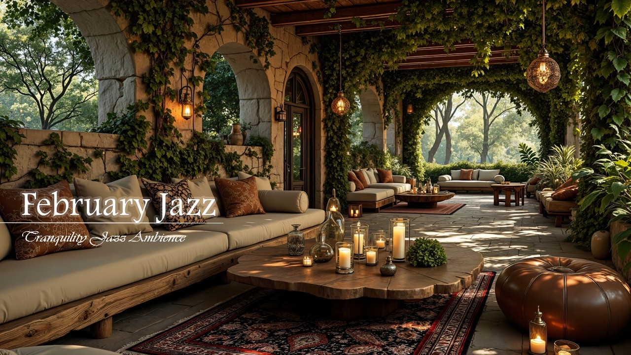 Уютная Атмосфера Кафе Под Спокойную Джазовую Музыку | Февраль. Джаз В Расслабляющем Лесном Кафе Д...
