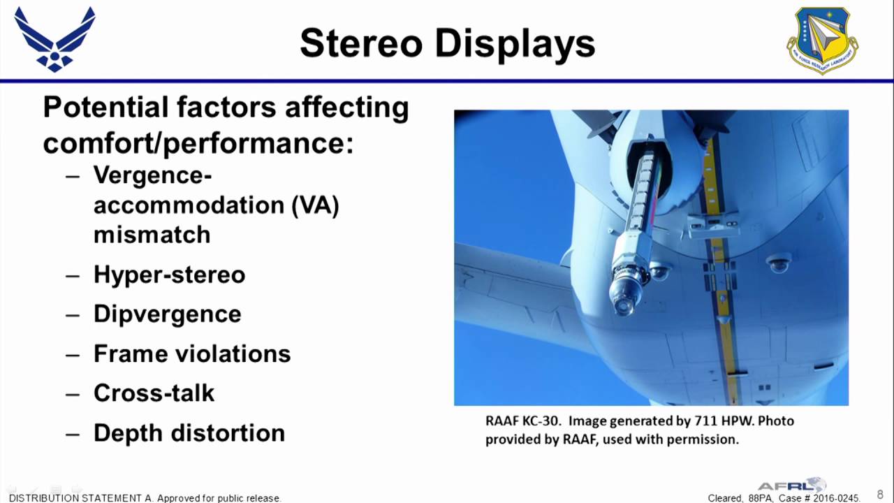 SD&A 2016: Stereoscopic remote vision system aerial refueling visual performance